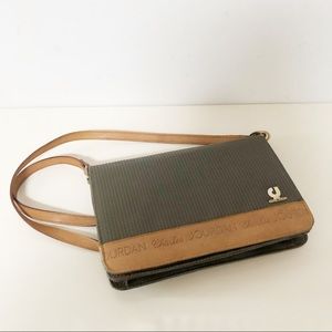 Charles Jourdan vintage crossbody bag monogram khaki and tan leather